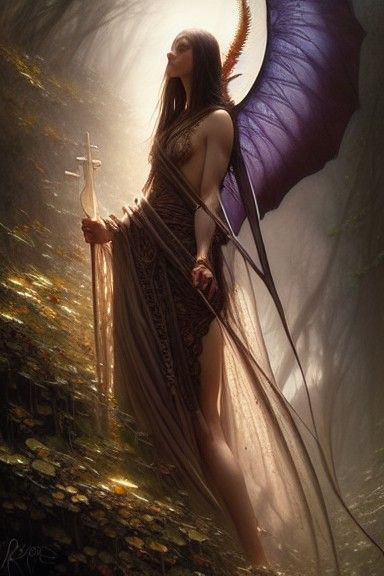 Elegant Nature Priestess in Detailed Renaissance Painting