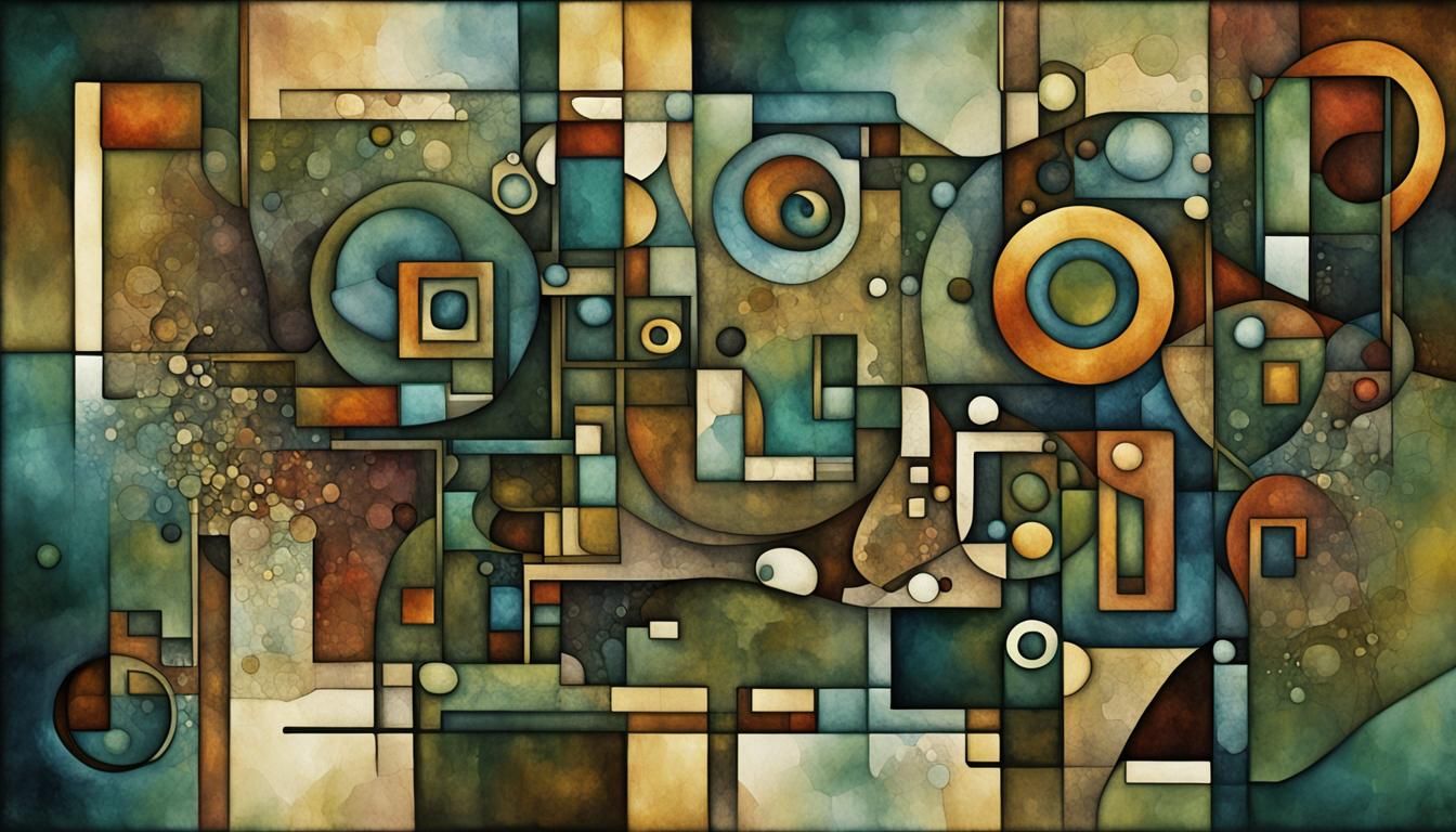 Abstract Geometric Rectangles in Art Nouveau Style