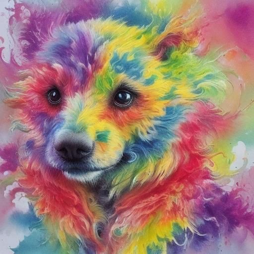 Psychedelic Watercolor Puppy in Full Bloom