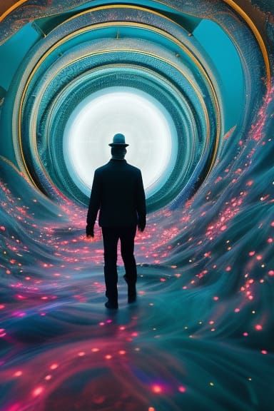 Man Enters Geometric Portal to Unknown World