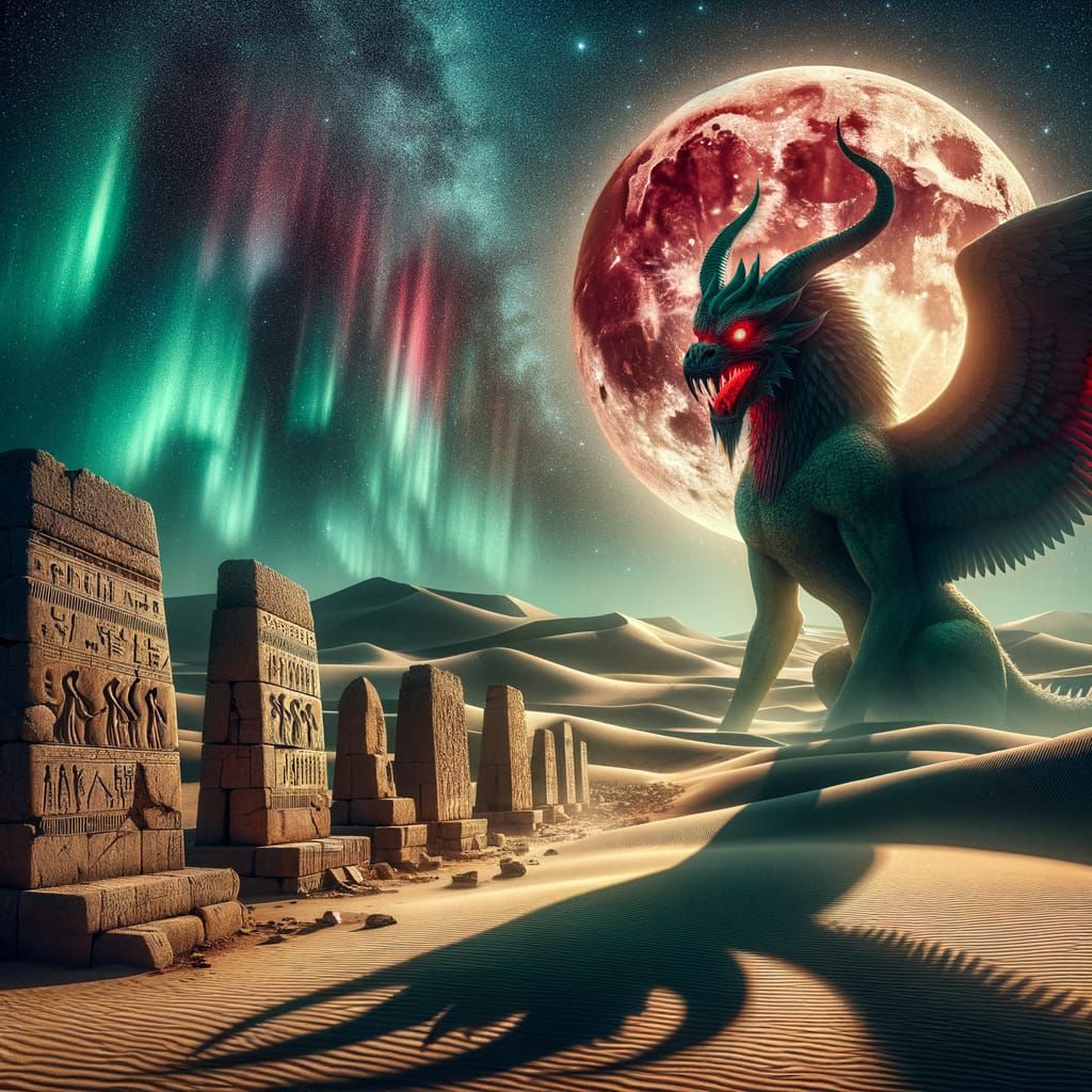 Majestic Pazuzu Over Ancient Mesopotamian Landscape