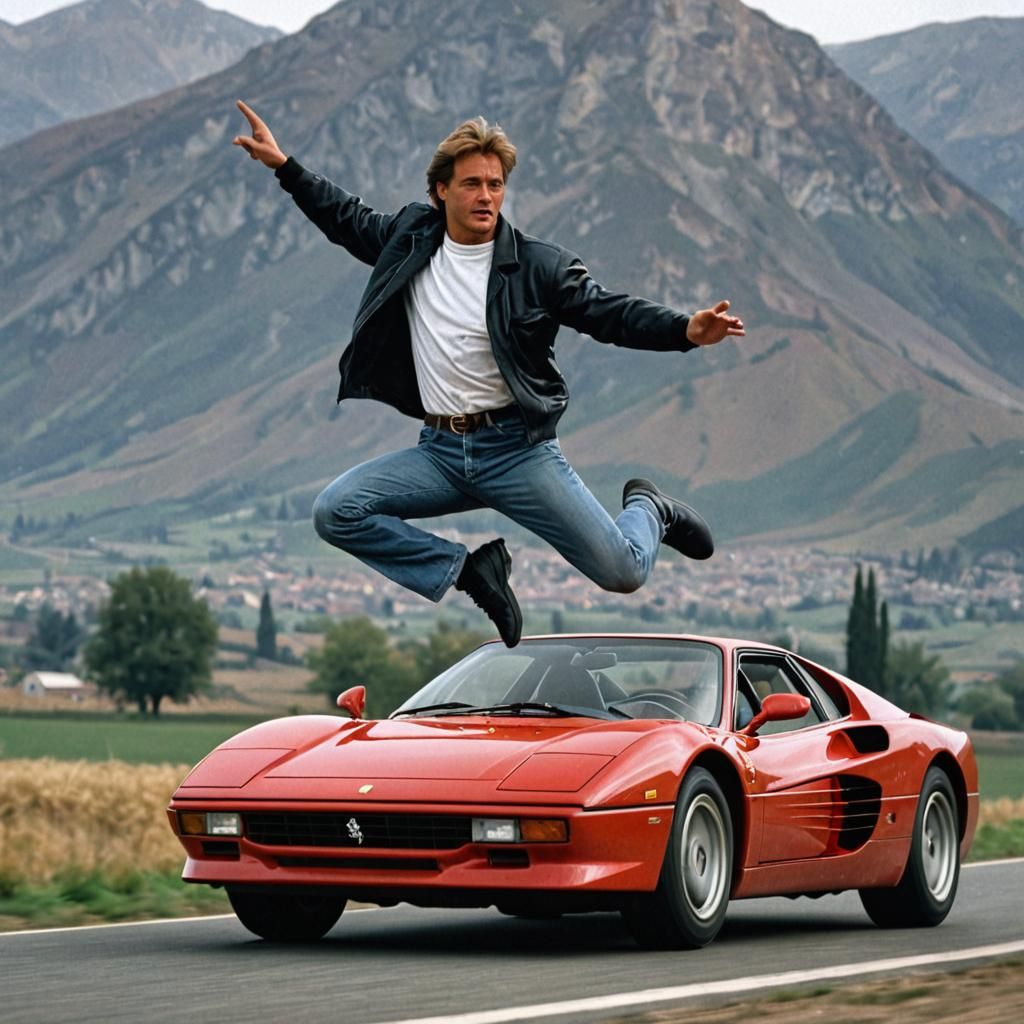 Man Jumps on Ferrari in Schjerfbeck Style