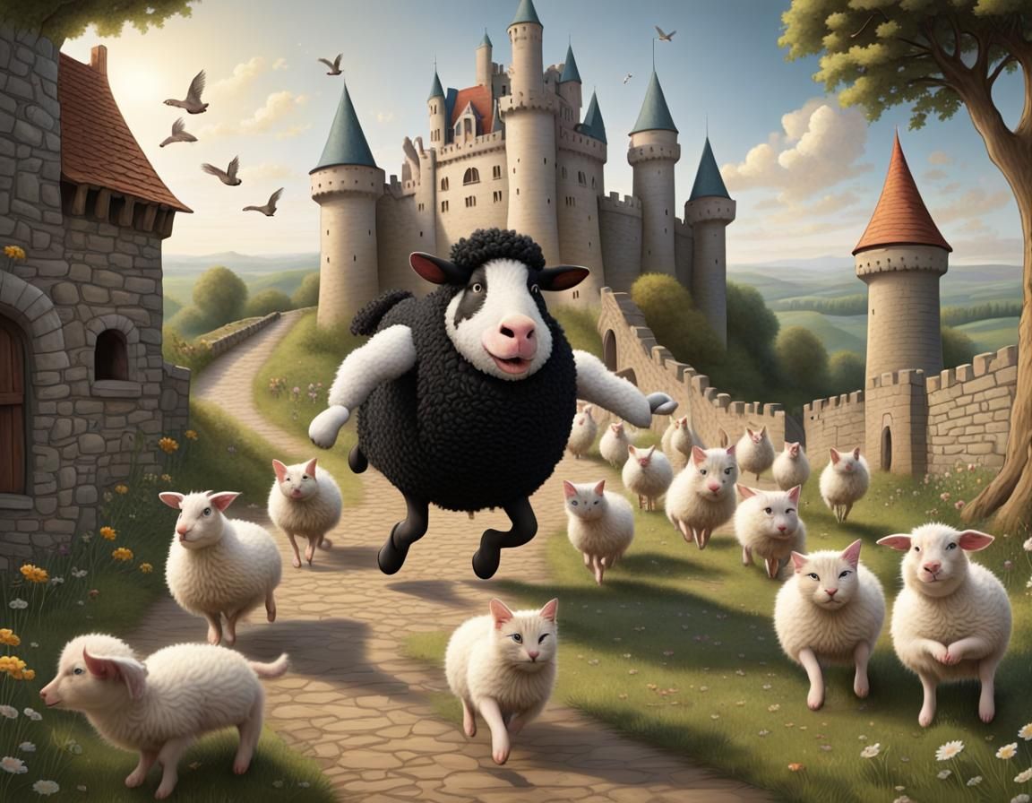 Fairytale Characters Fleeing a Castle in Digital Art