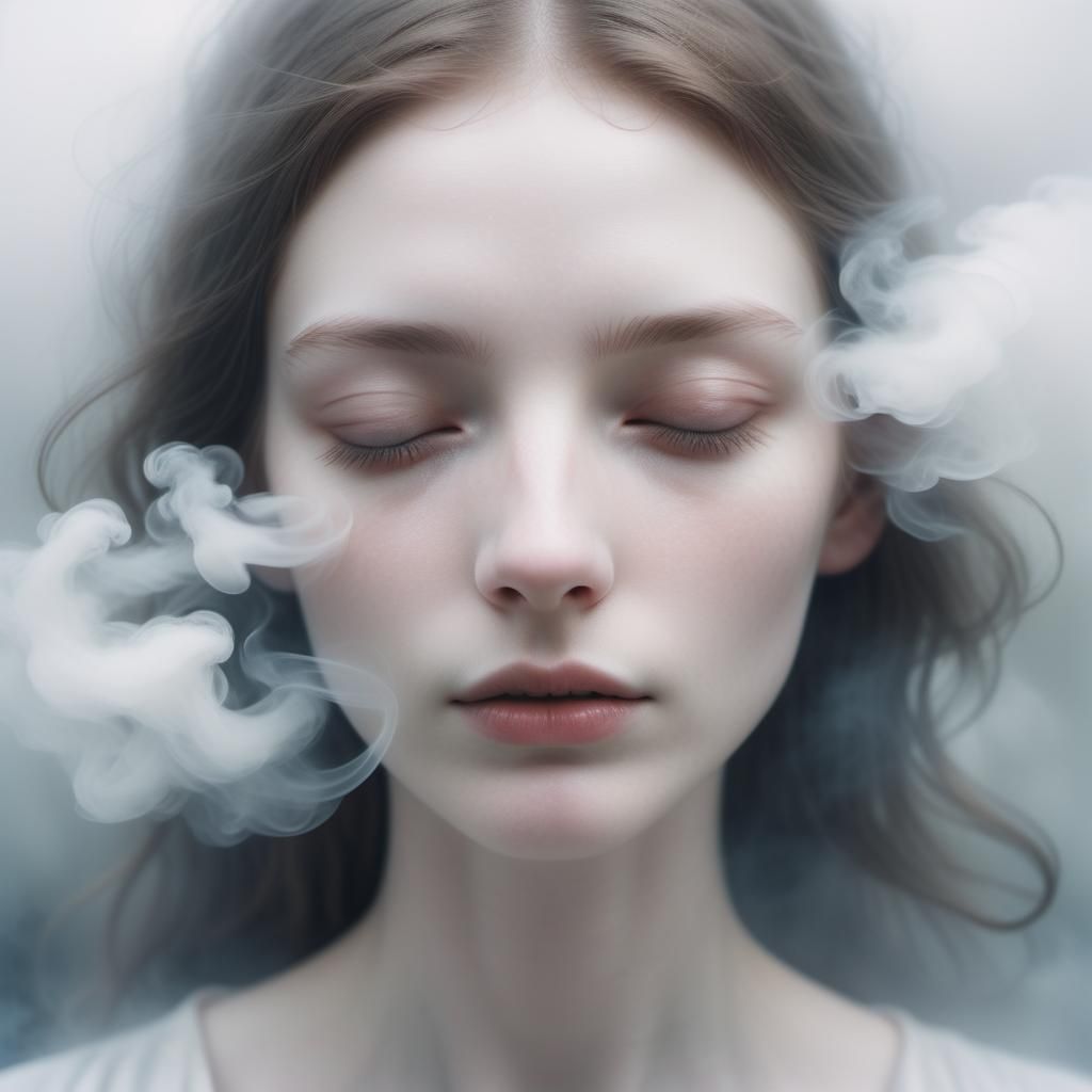 Ethereal Portrait of Woman with Translucent Skin