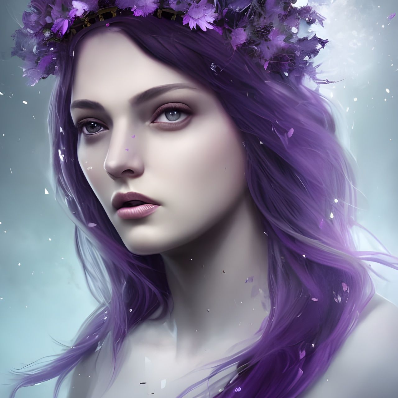 Lavender queen at the snow