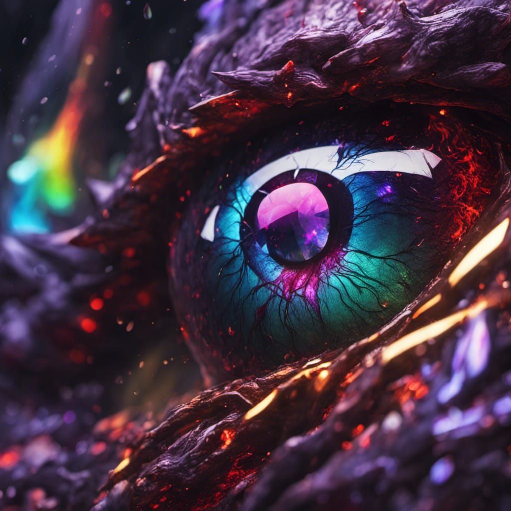 Fiery Dragon Eye Close-up in Dark Fantasy Style