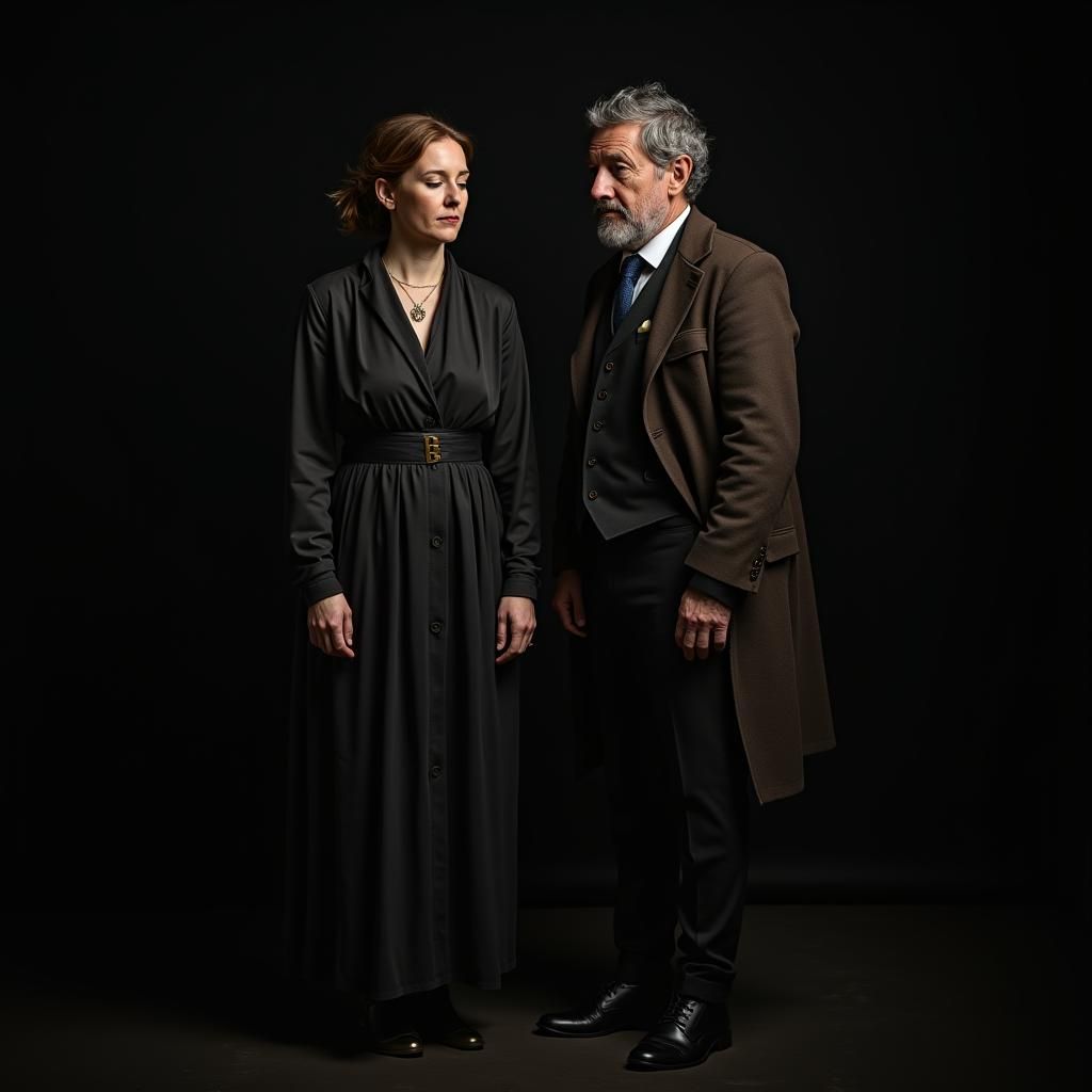 Dramatic Portrait of Sarah and Isaac in Rembrandt Style