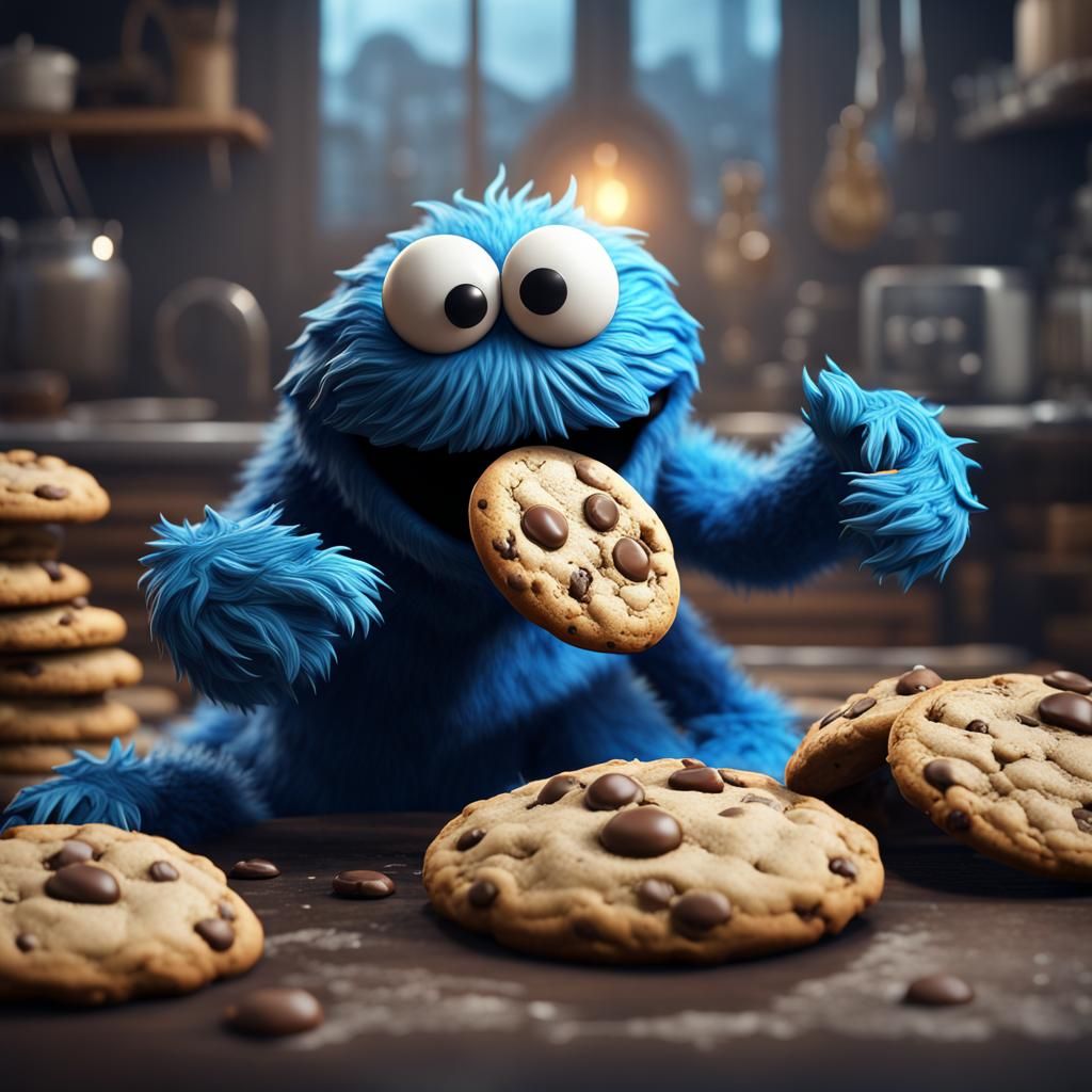 Detailed Cookie Monster Matte Painting