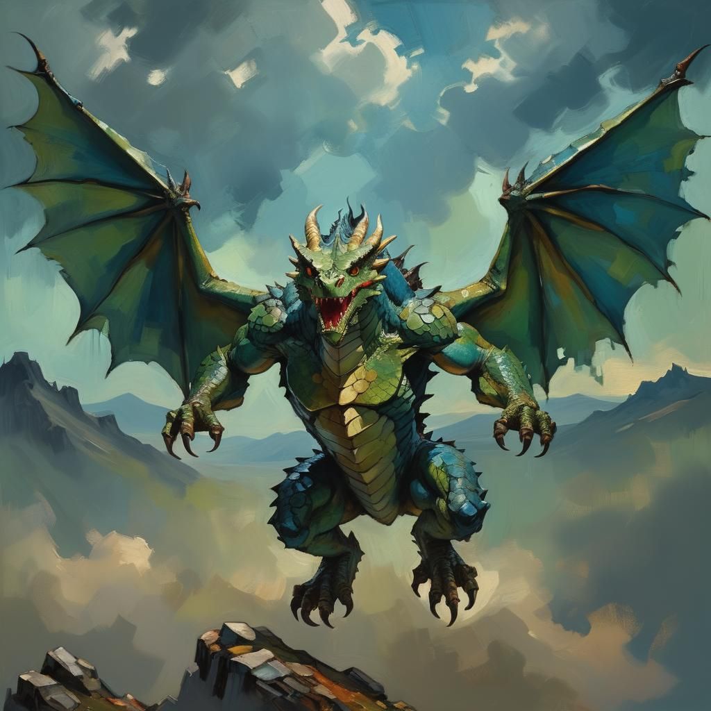 Fierce Dragon in Expressionist Style