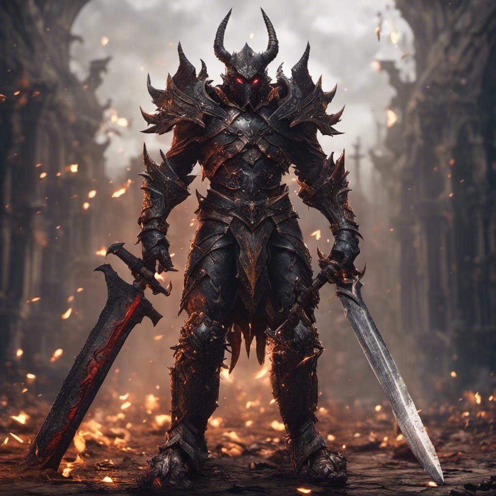 Demonic Knight in 3D Cinematic Style