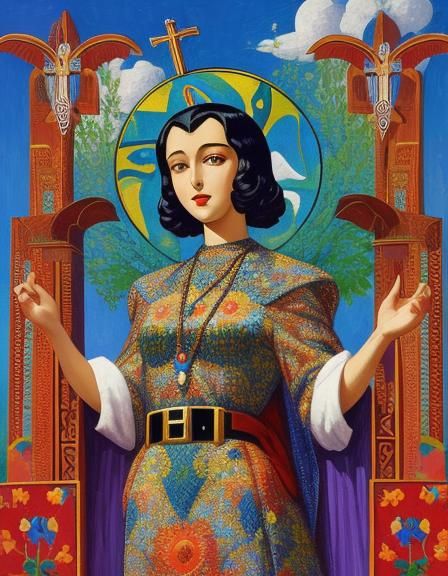 Surreal Saint in Art Deco Impressionism Style