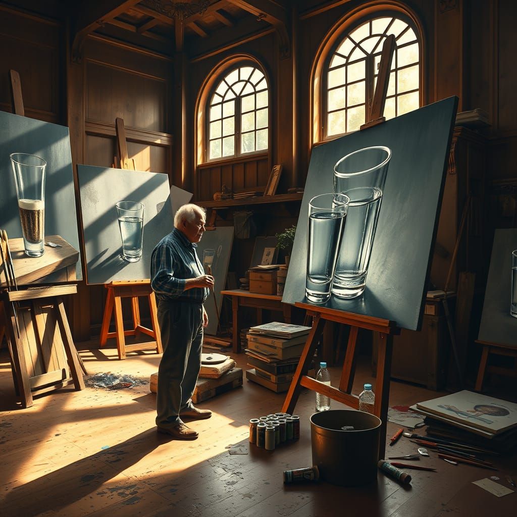 A Grand Artist's Studio in Warm, Golden Light