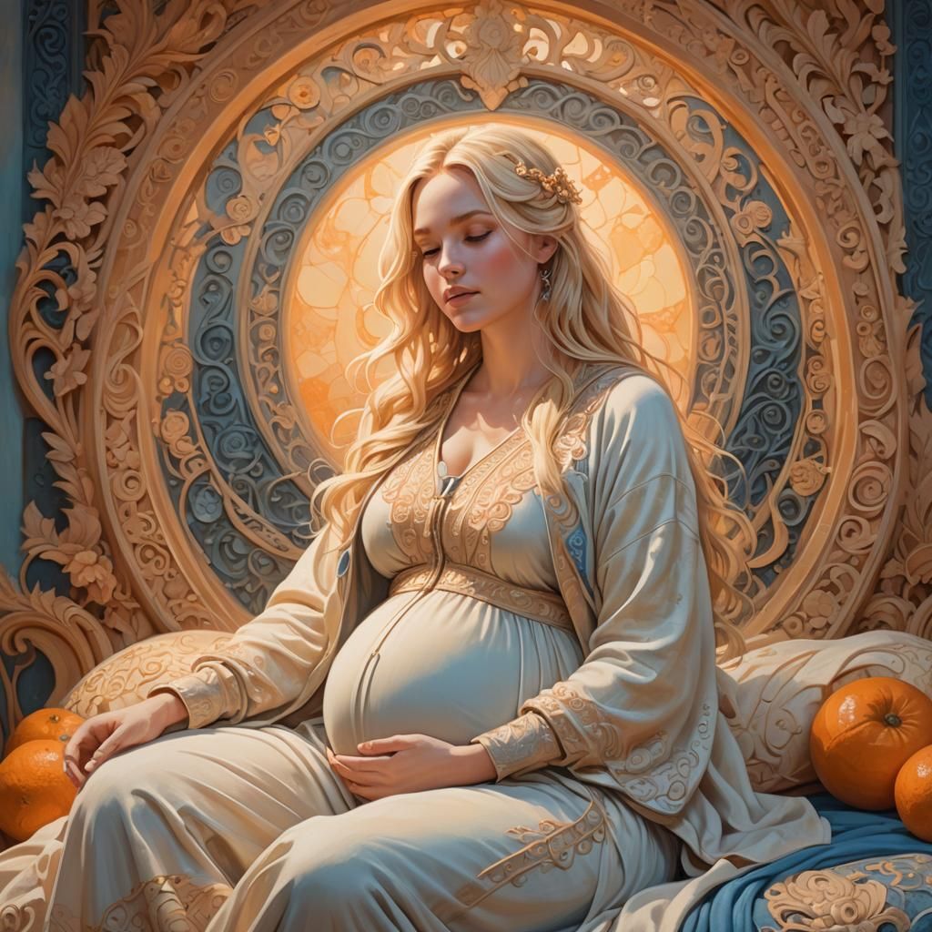 Pregnant Woman with Maternal Glow, Fantasy Concept Art