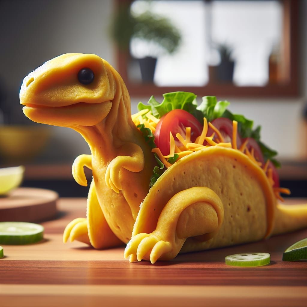 Spinosaurus Taco Food Sculpture in 8K