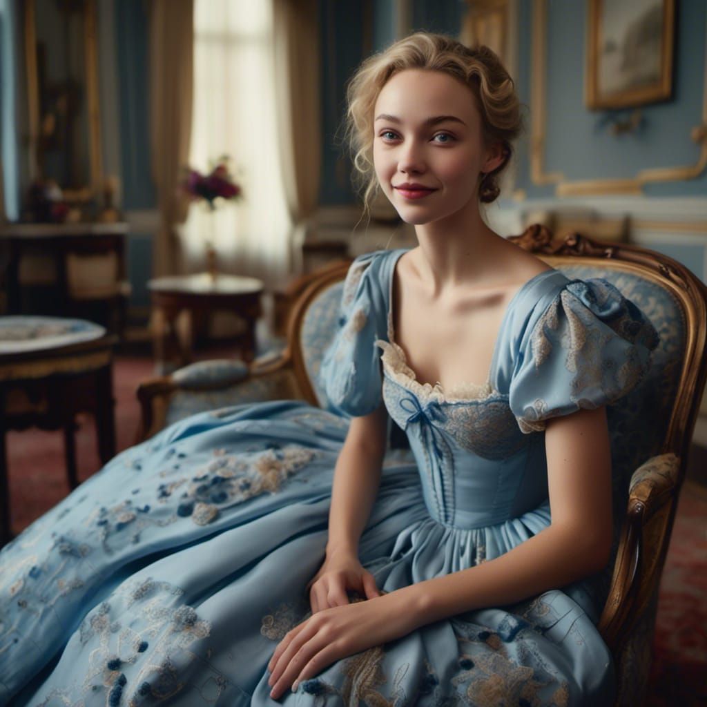 Beautiful Woman in 1819 Style, Hyperrealistic Portrait