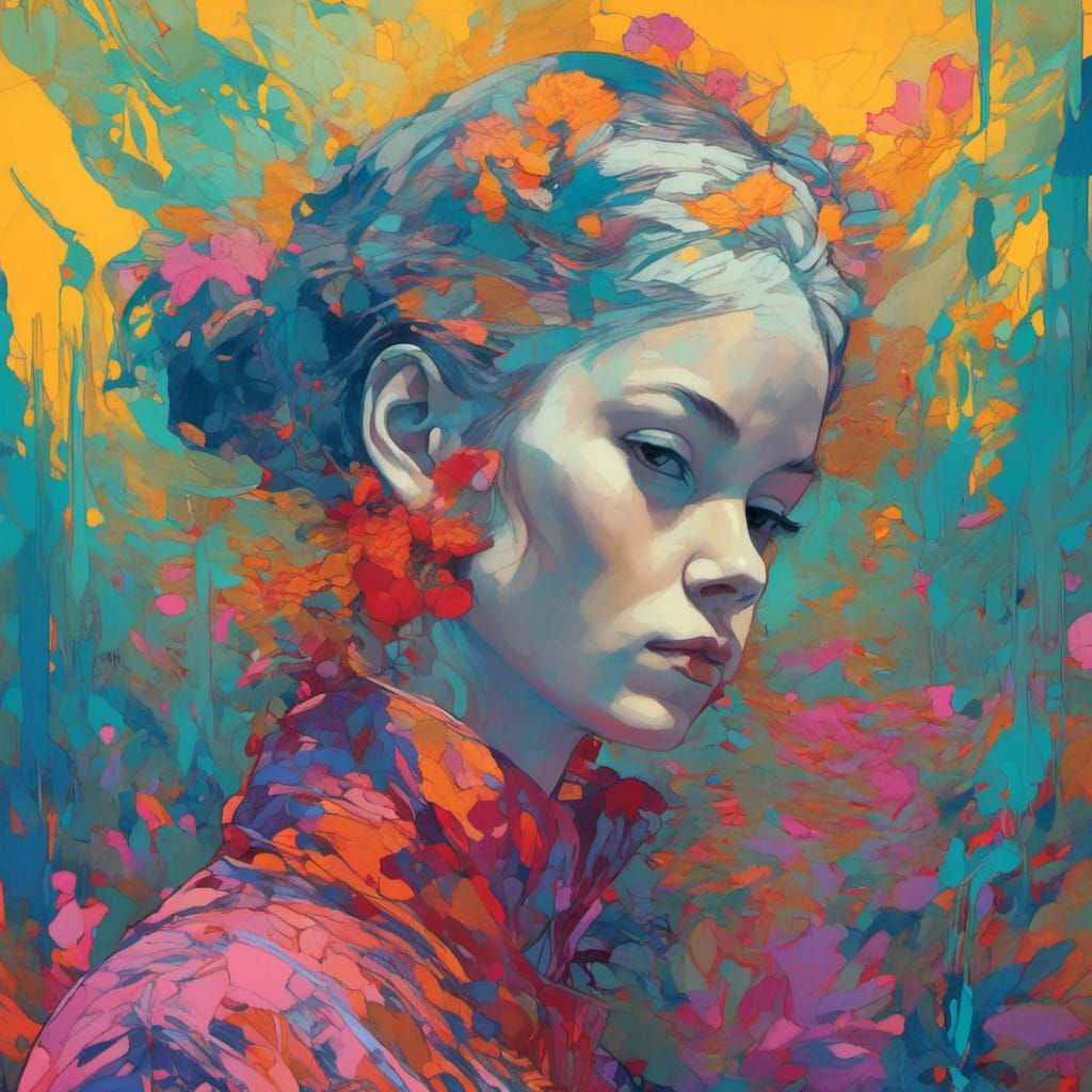 First Love: Double Exposure Glitch Art in Neon Colors