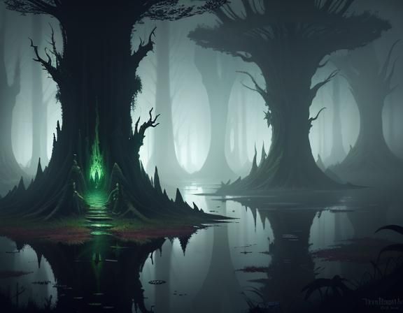 Bullywug Emerges from Swamp: Fantasy Concept Art