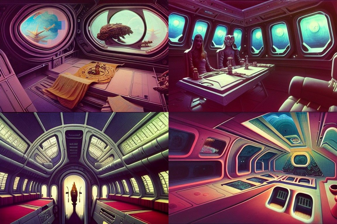 Detailed Starship Interior: Fantasy Album Cover Art