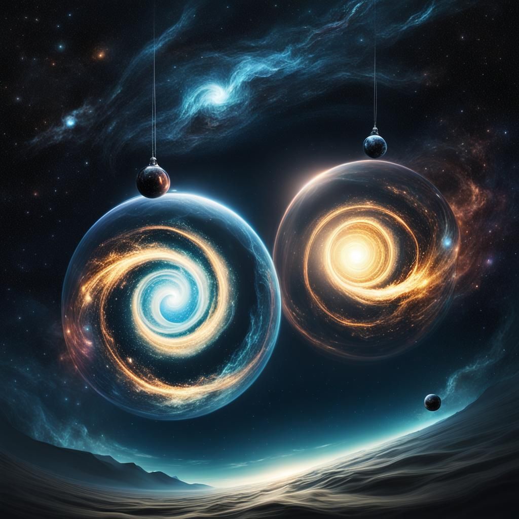 Cosmic Surrealism: Yin and Yang Orbs in Space