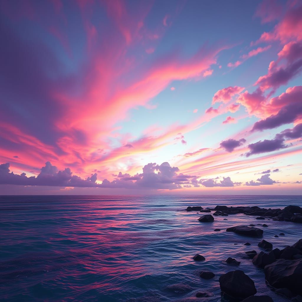 Ethereal Dusk Seascape in Rich, Detailed Fantasy Style