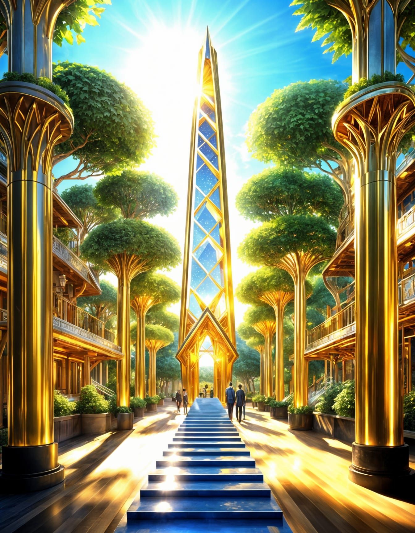 Platinum Obelisk in Solarpunk Utopia