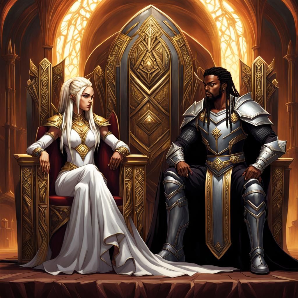 Fantasy Couple: Half-Elf Mage and Human Cleric