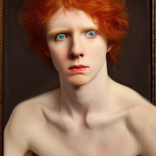 Ethereal Portrait of Red-Haired Youth in Gothic Style