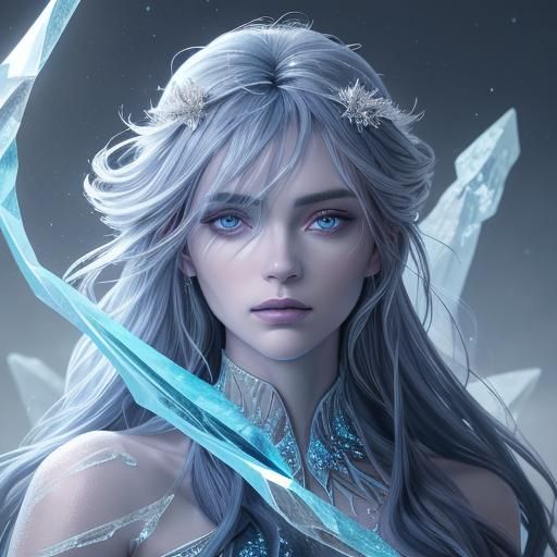 Frozen Acolyte Portrait in Oil on Crystal Ice