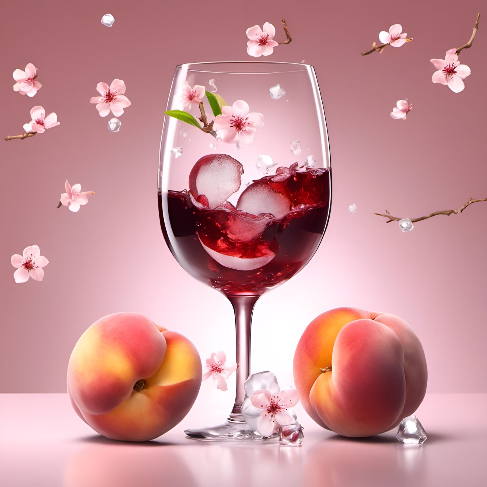 Wine Glass and Peaches Still Life in 8K