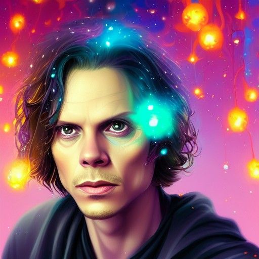 Ville Valo Portrait with Luminous Sparkles