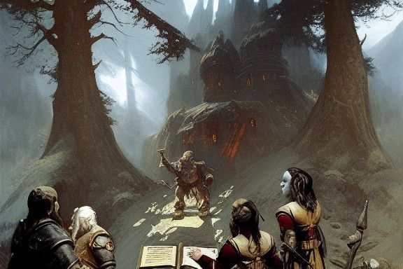 Fantasy Adventurers Study Quest Map Art