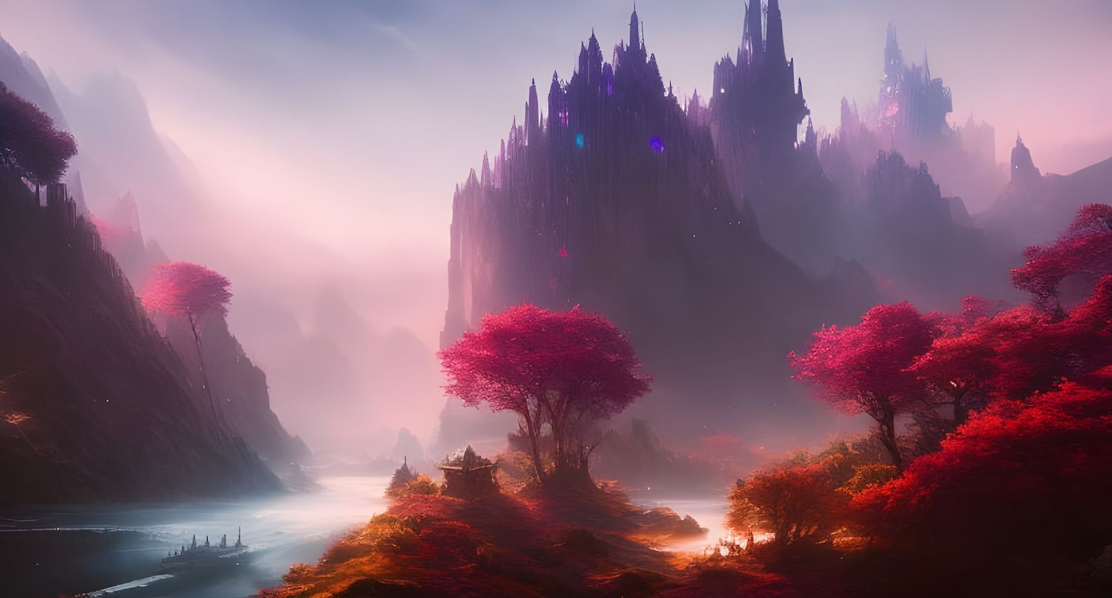 Magical Dreamlike Flowerscape in Anime Key Visual Style