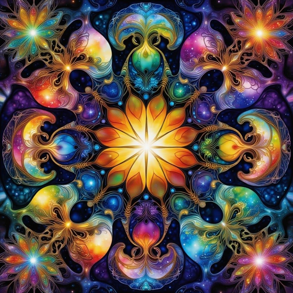 Kaleidoscopic Crescent Moons in Vibrant Fantasy Art Style