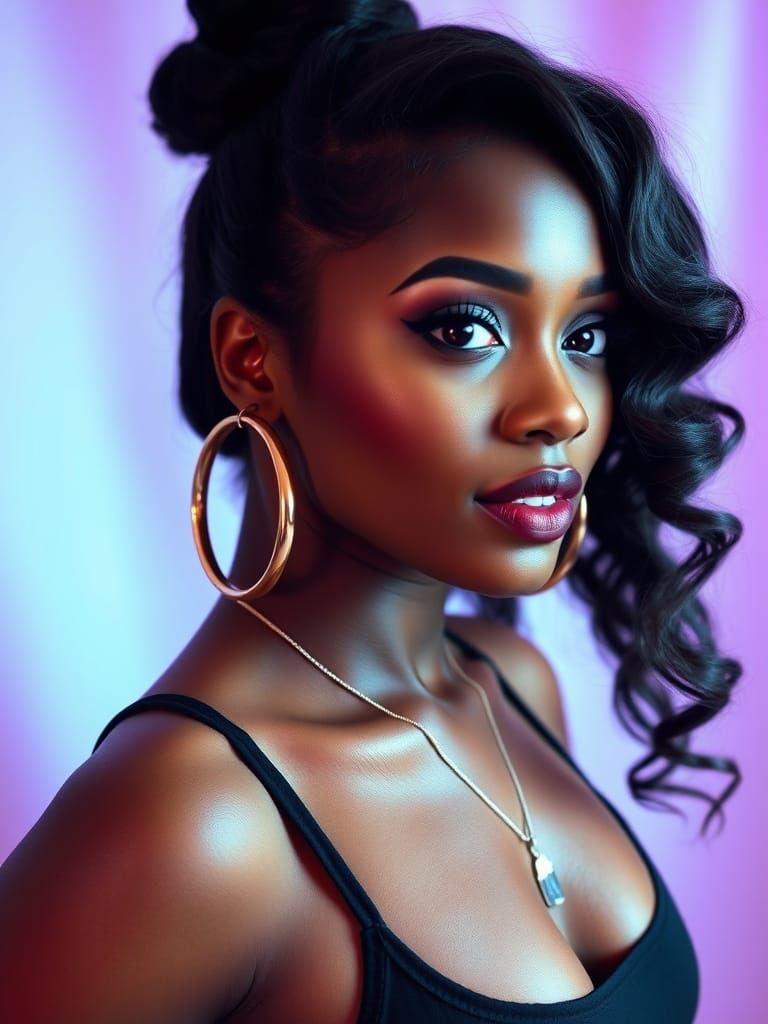 Black Woman Portrait in Art Nouveau Style