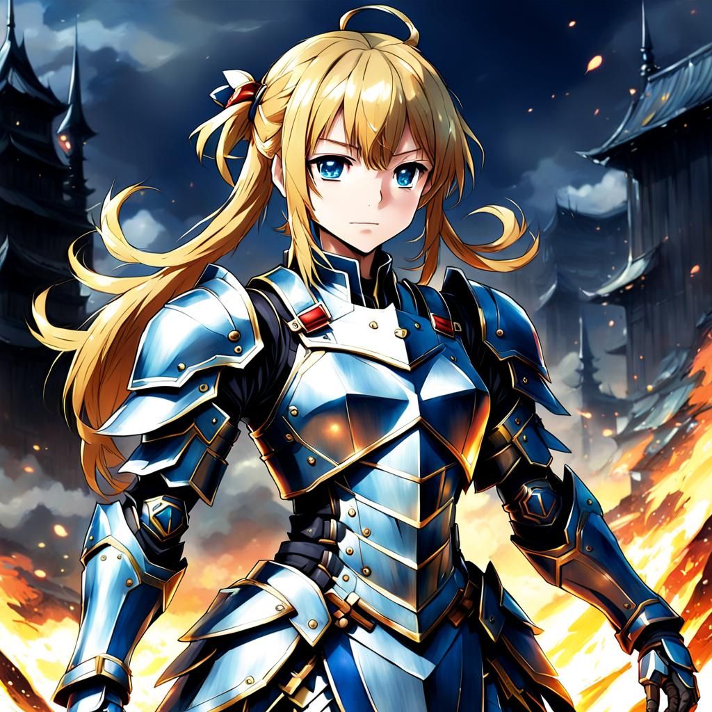 Anime-Style Figure in Detailed Armor