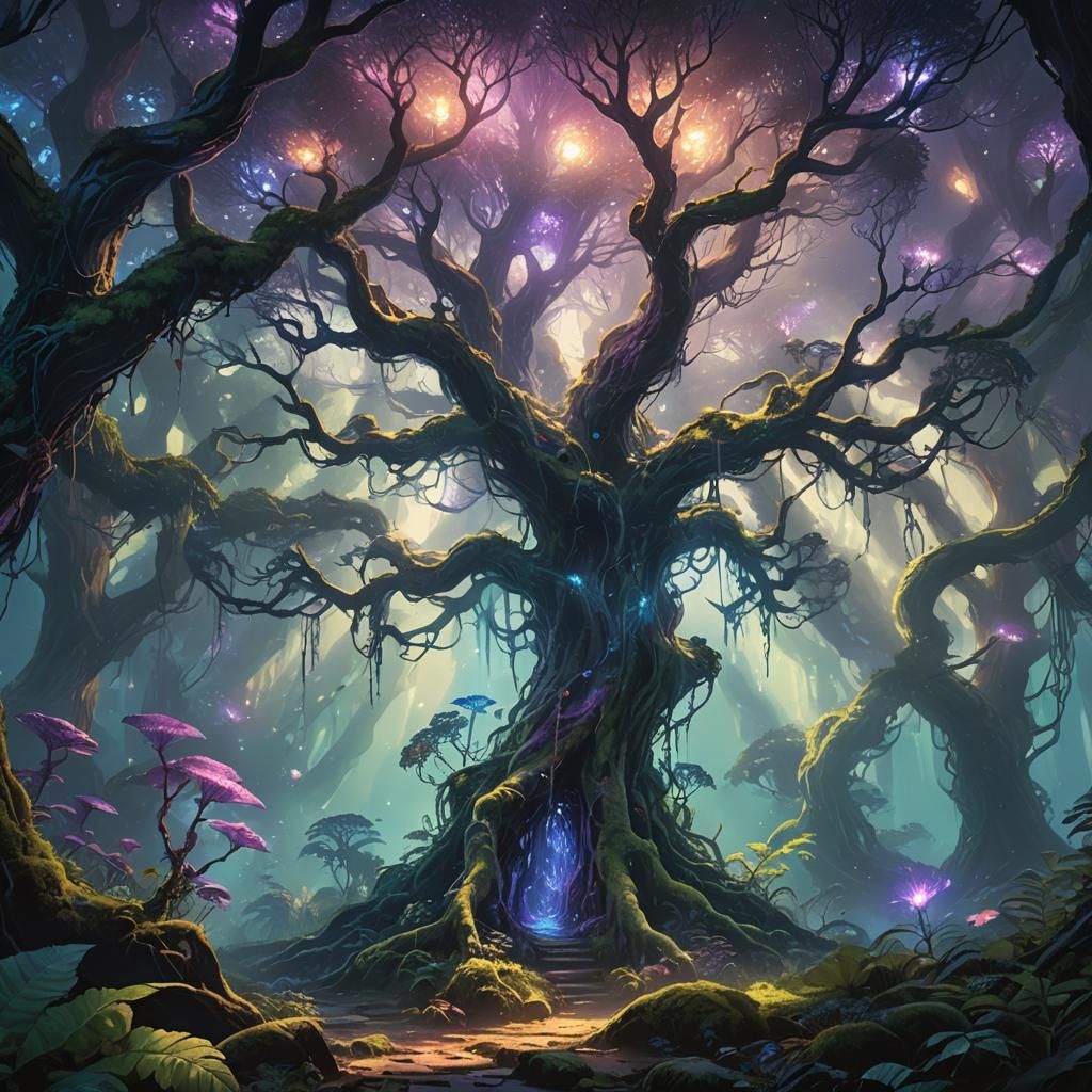 Otherworldly Entity in Mystical Forest Concept Art