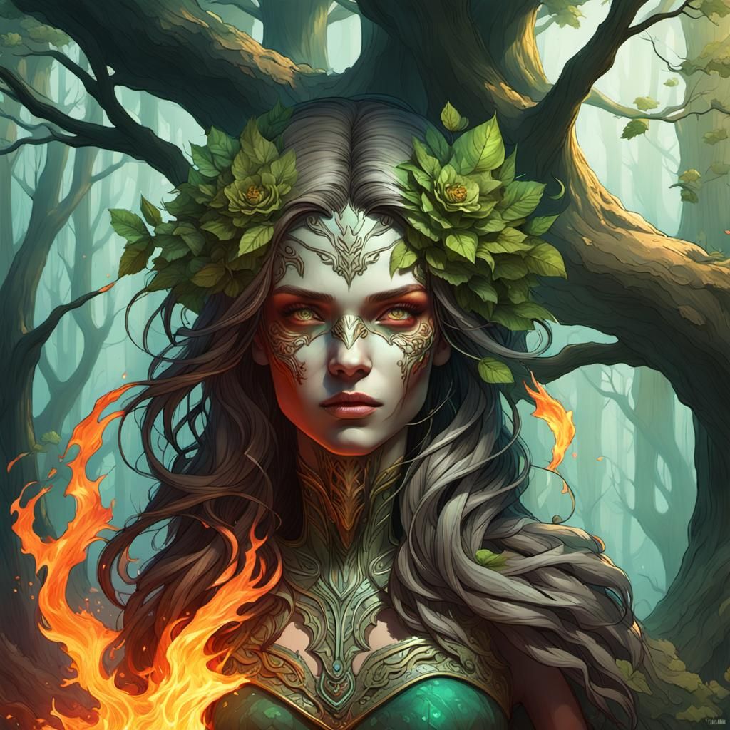 Mother Nature with Skulls: Hyperdetailed Art Portrait