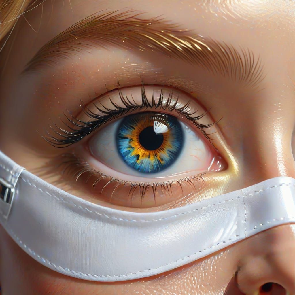 Eye Reflecting a Nurse in Digital Art Style