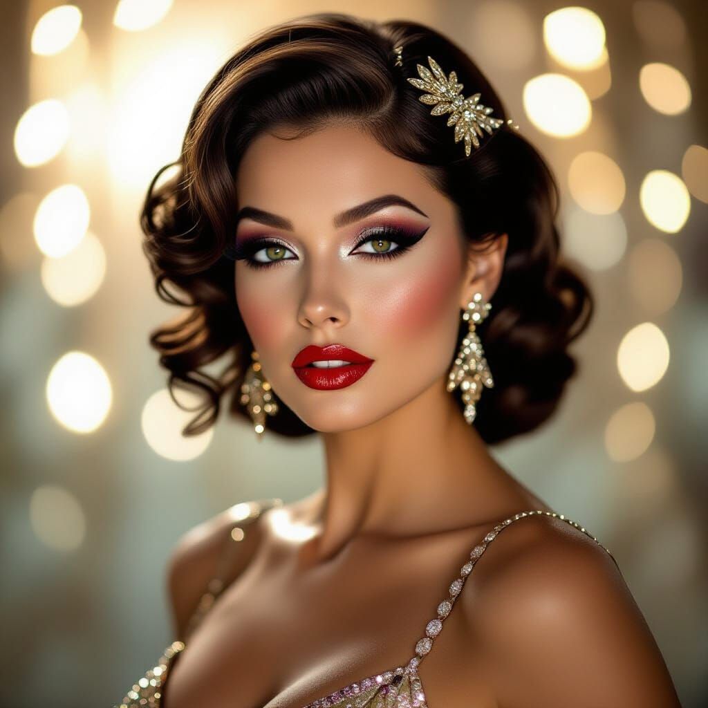 Glamorous Burlesque Showgirl Portrait