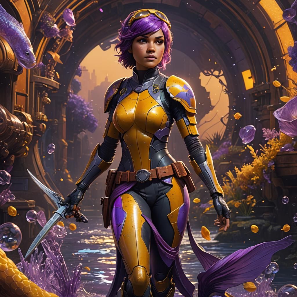 Sabine Wren Mermaid in Dark Fantasy Style