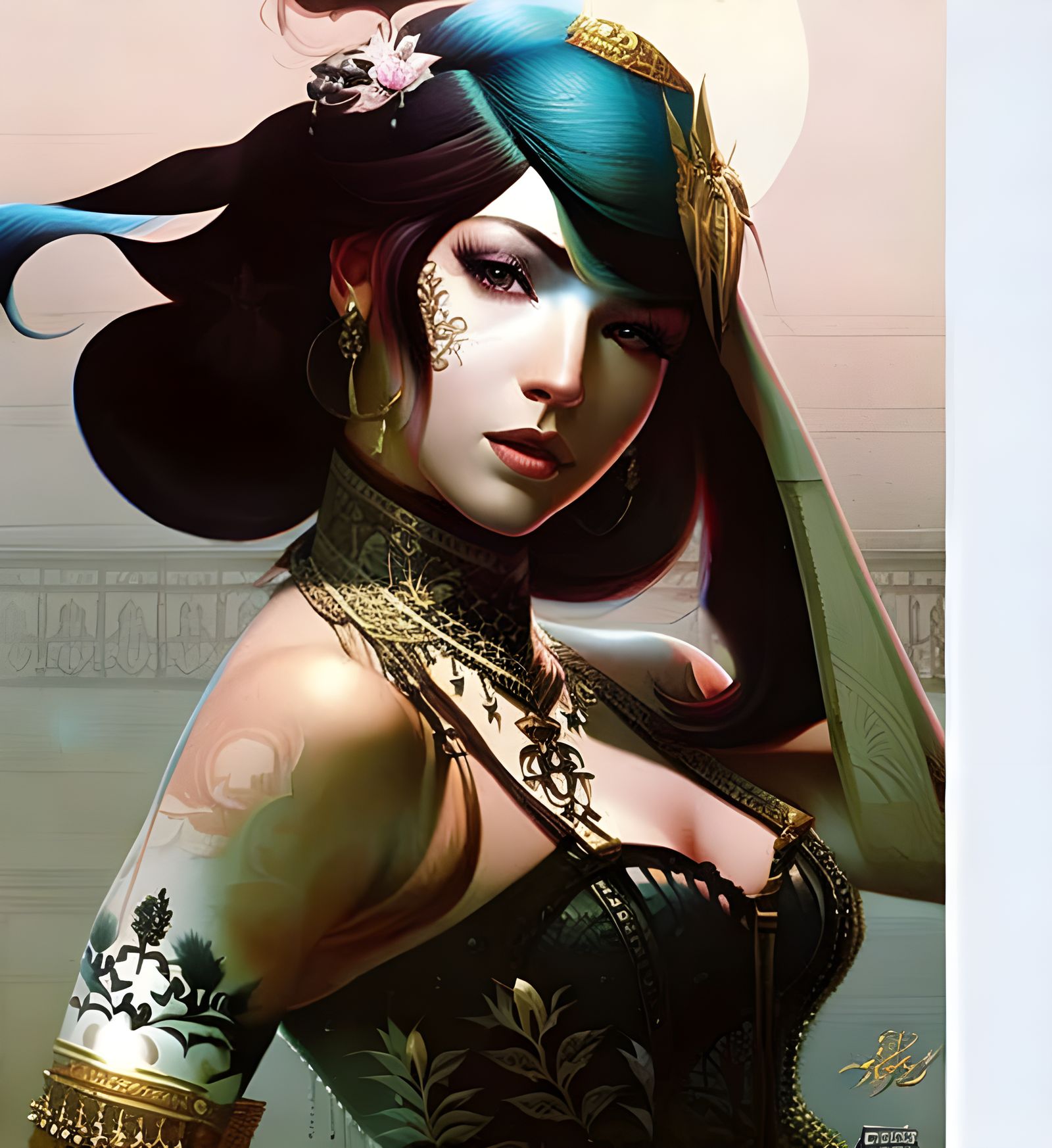 Vaporwave Jasmine in 90s Anime Style