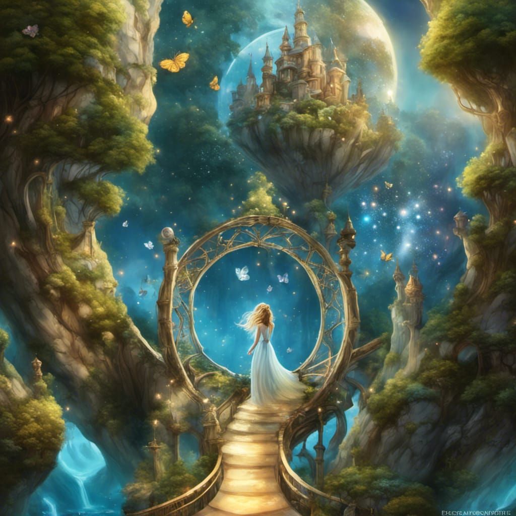 Crystal Princess in Whimsical Fantasy Landscape