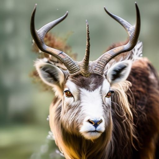 Magnificent White Markhor Splash Art Concept