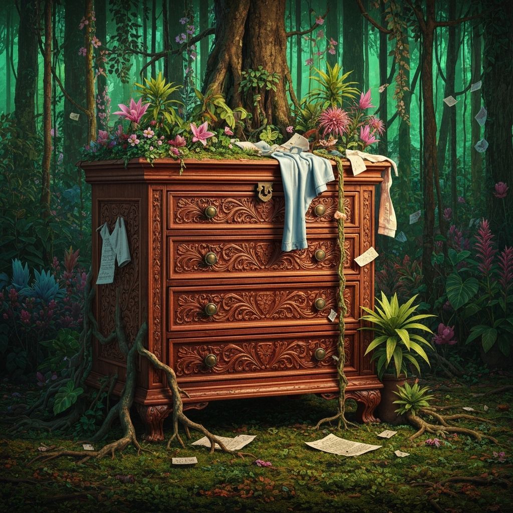 Forest Growing Inside Dresser in Hyperrealistic Style