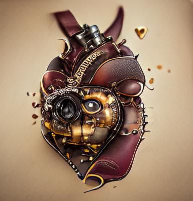 Steampunk Heart Exploding with Gears