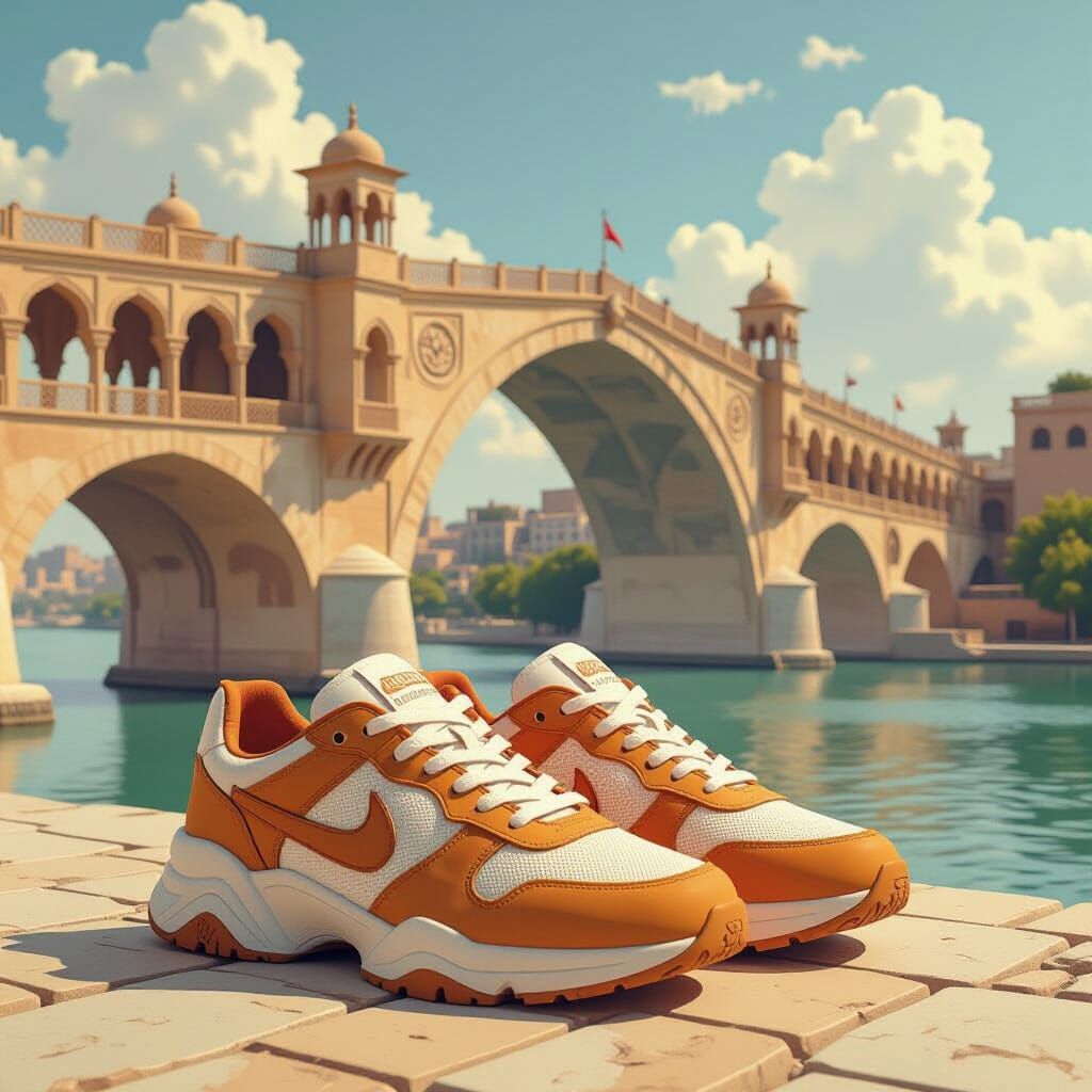 Elegant Sandstone Sneakers Inspired by Persian Art