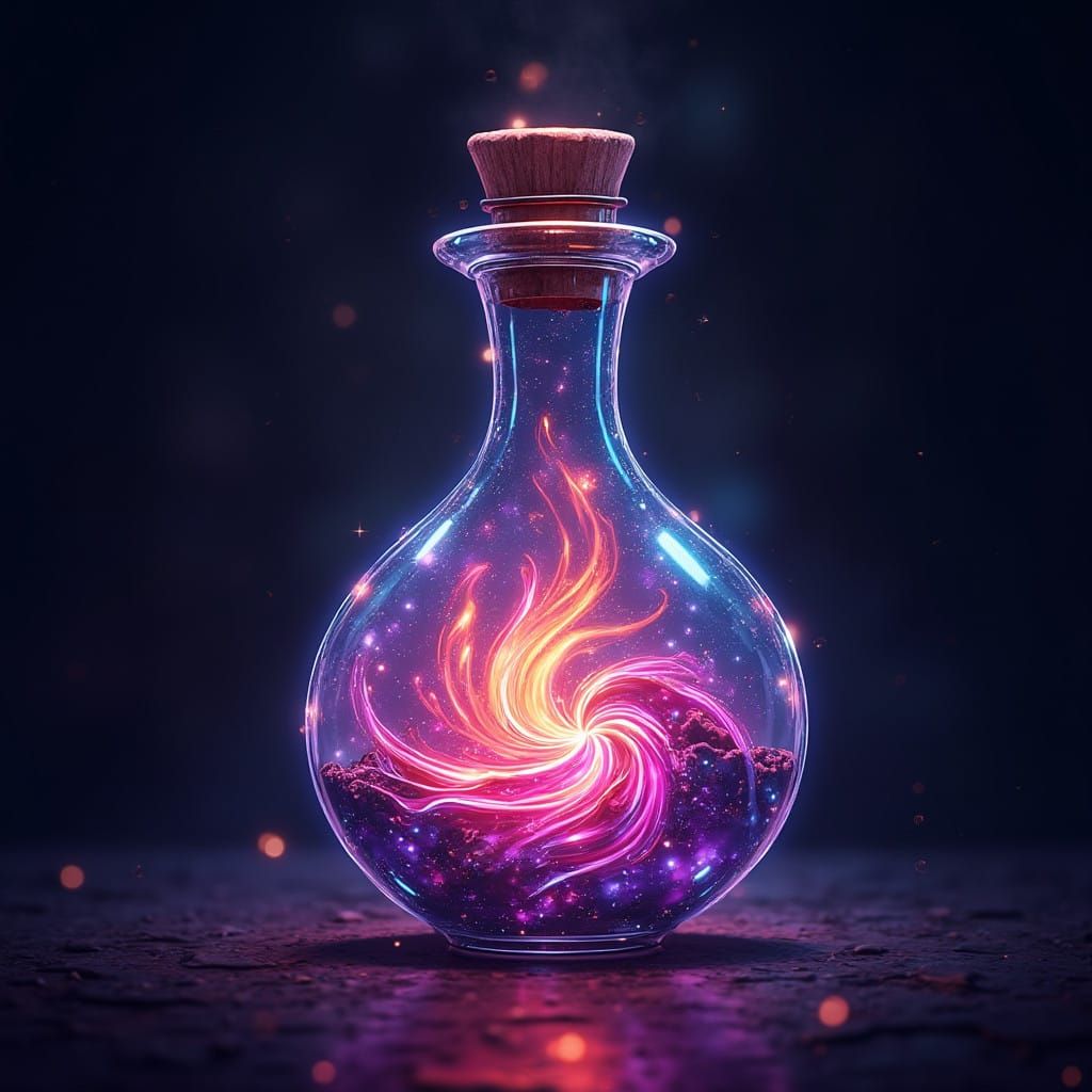 Surreal Fantasy Potion Icon in Dreamlike Style
