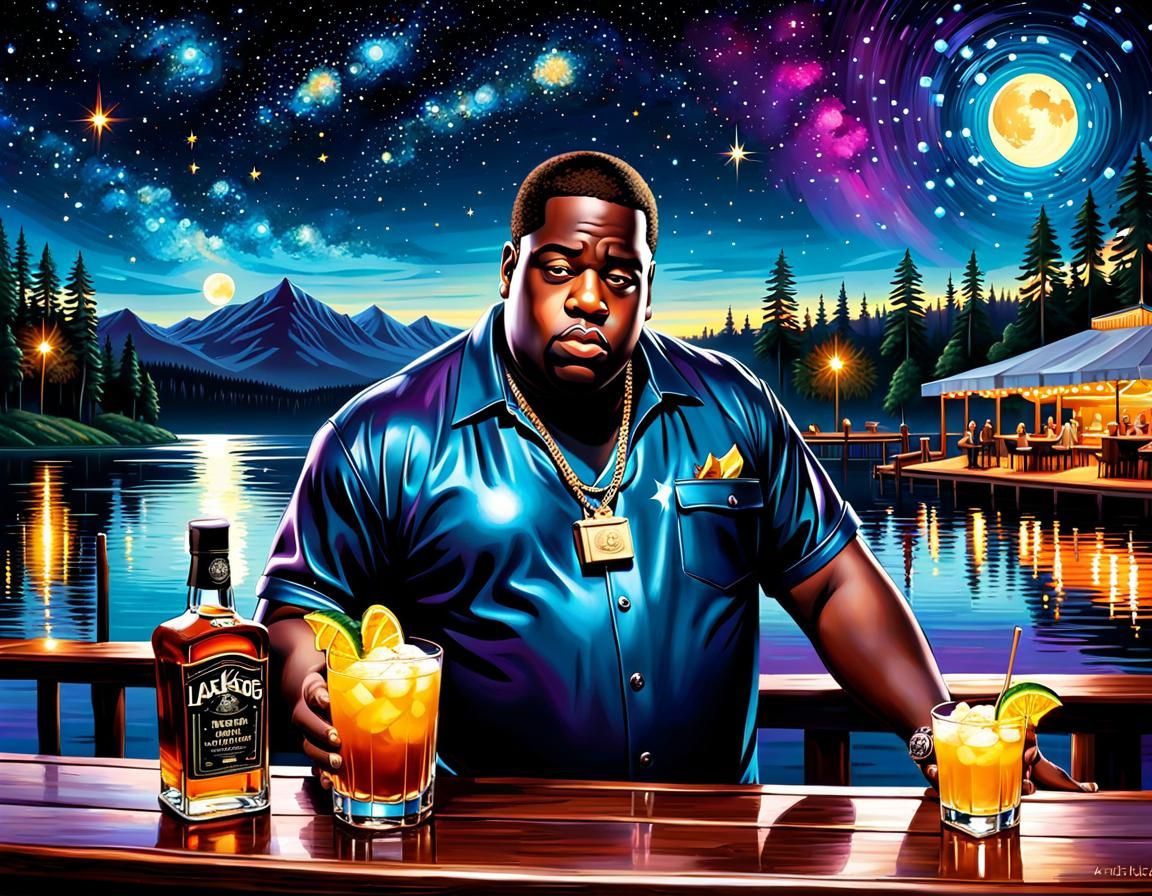 Notorious B.I.G. at Lakeside Bar: Airbrush Art