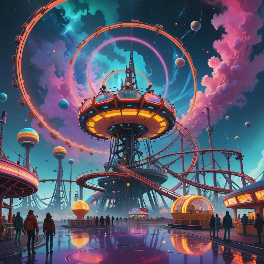 Celestial Amusement Park in Space