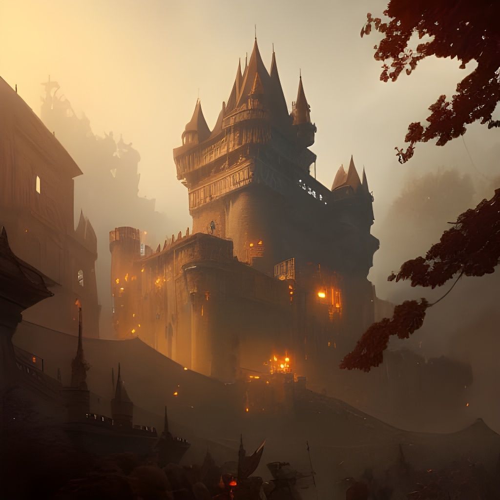 Detailed Castle Battle Concept Art